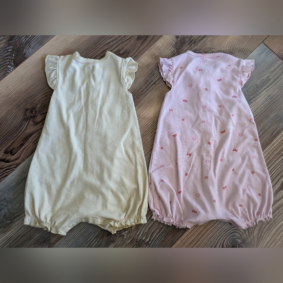 Carter's Child of Mine Baby Girl Sleeveless Romper 2 PC Set Butterfly Bee 12 M - Picture 2 of 4